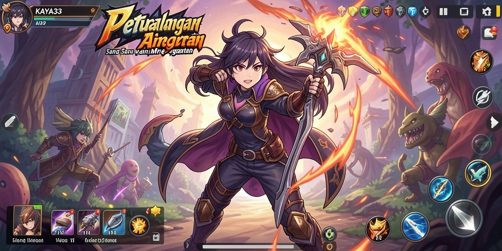 Tampilan permainan KAYA33 dengan aksi karakter Anime yang menarik.