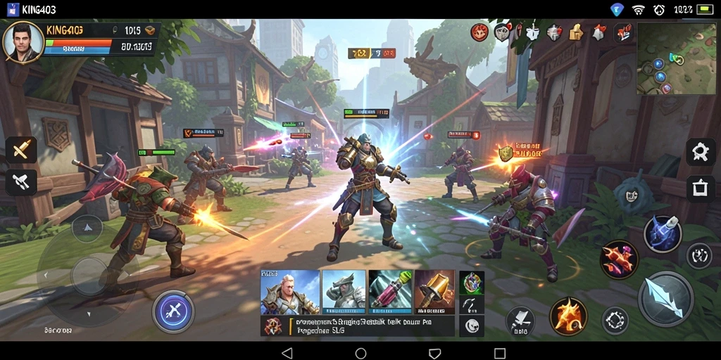 Screenshot menunjukkan gameplay menegangkan dari KING403 dalam pertempuran SLG.