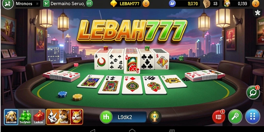 Screenshot gameplay yang menampilkan suasana permainan Domino di LEBAH777.
