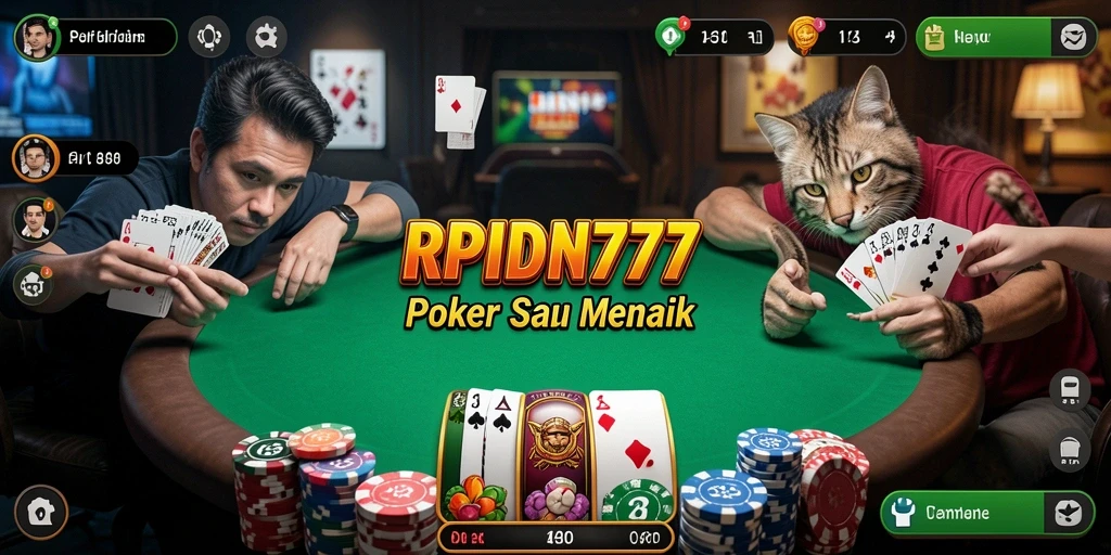 Screenshot gameplay RPIDN777 dengan pemain yang sedang bermain poker.