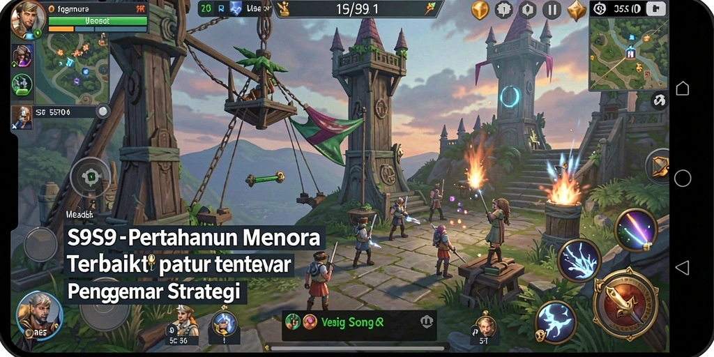 Gameplay menarik S9S9 dengan menara pertahanan yang strategis.
