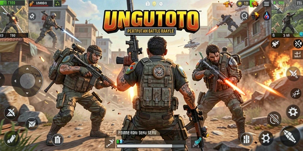 Tampilan gameplay UNGUTOTO yang menegangkan dan seru dalam pertempuran Battle Royale.