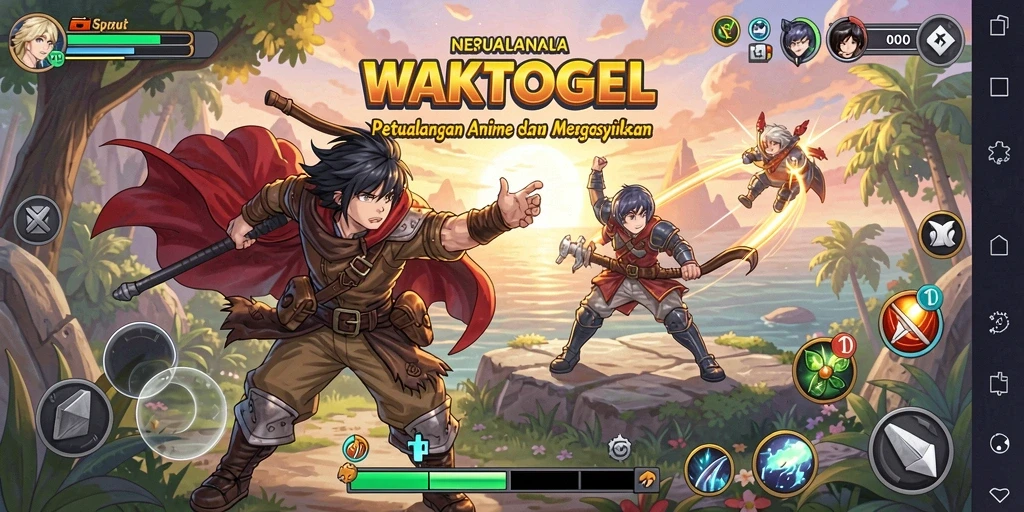 Tampilan menarik dari gameplay WAKTOGEL dengan karakter Anime yang penuh warna.
